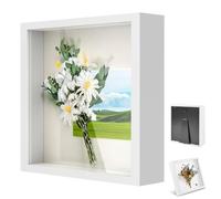 YUNXCNA Cadre Photo 3D, Cadre Objet Profond 3 cm, Cadre Photo Profond à Remplir 30 x 30 cm, Cadre Stéréoscopique Carré, avec Plaque Acrylique Transparente, Décoration Murale Stéréoscopique, Blanc