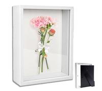 YUNXCNA Cadre Photo 3D, Cadre Photo Profond à Remplir 10 x 15 cm, avec Plaque Acrylique Transparente, Cadre Objet 3D Profond 3cm, Cadre Stéréoscopique Carré, Décoration Murale Stéréoscopique, Blanc