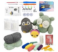 YUNXCNA Kit Tricot Complet D'Animaux, Kit de Crochet pour Débutants, Crochet Debutant Complet avec Tutoriels Vidéo, Notice, Étape par Étape, Adapté aux projets DIY (Pingouins, Abeilles, Hiboux)