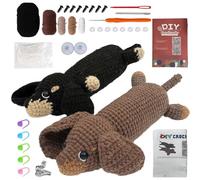 YUNXCNA Kit Tricot Complet D'Animaux, Kit de Teckels Crochet pour Débutants, Teckels Crochet Debutant Complet avec Tutoriels Vidéo, Notice, Étape par Étape, Ldéal Comme Cadeau (Teckels)