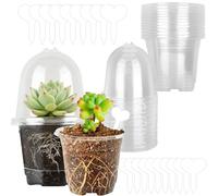 YUNXCNA Pépinière Transparents, 20 Pièces Godet Semis Pot Transparent Plante, Réutilisable Pots de Fleurs en Plastique et étiquettes, Pépinière Pots Transparent avec Humidité Dôme, pour Plantes