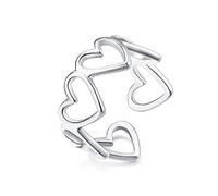 YUNXI Bague en or simple avec index en forme de cœur creux pour femme, ouverture réglable en forme de cœur, Métal, N/C