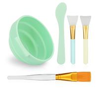 Yunxiao88 Ensemble de bols mélangeurs 5 en 1 pour masque facial, bol, bâton, spatule, brosse en silicone et brosses douces de qualité supérieure