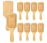 Yunxiao88 Lot de 10 brosses à cheveux en bambou à pointe ronde en bambou - Brosse démêlante légère et antistatique - Stimule le cuir chevelu pour la croissance des cheveux