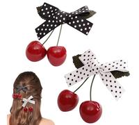 Yunxiao88 Lot de 2 pinces à fruits avec nœud noir et blanc à pois pour femme