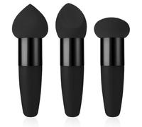 Yunxiao88 Lot de 3 éponges de maquillage pour fond de teint, anti-cernes, estompage, pinceau biseauté, poignée applicateur, application de maquillage, sourcils, visage (noir)