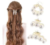 Yunxiao88 Lot de 3 petites pinces à cheveux en perles champagne - Accessoires de cheveux tendance pour femmes et filles