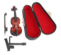 Yunxwd Modèle de violon miniature, Miniature Violon Modèle Mini Ornement Musical Ornement avec Arc et Étui Cadeau pour Maison Bureau Cadeau d'anniversaire