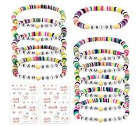 YUNYAKARSA JGA Accessoires pour femme pour enterrement de vie de jeune fille - 12 bracelets Team Bride + 2 autocollants - Bracelets de mariée d'équipe pour décoration JGA Bride to Be (couleur)
