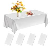 Yunyige Nappe Jetable Blanche,Nappe Blanche,137 x 274cm Nappes Rectangulaire Blanches,4 Pièces Nappes Jetable Effet Tissu pour Fête Pique-Nique Barbecue Anniversaire Banquet