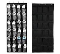 Yunyige Range Chaussures Suspendu,Rangement Chaussure Porte,24 Poches Porte Chaussures Suspendu,Over the Door Storages,Range Chaussure Gain de Place (Noir)