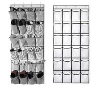 Yunyige Range Chaussures Suspendu,Rangement Chaussure Porte,24 Poches Porte Chaussures Suspendu,Over The Door Storages,Range Chaussure Gain de Place (Blanc)