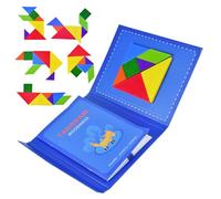 Yunyige Tangram Magnétique,Tangram Puzzle,Jeu Tangrams,Tangrams avec 160 Formes et Solutions Incluses (Bleu)