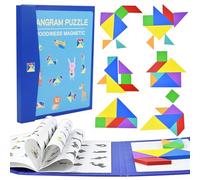 Yunyige Tangram Magnétique,Tangram Puzzle,Jeu Tangrams,Tangrams avec 96 Formes et Solutions Incluses (Bleu)