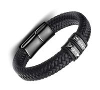 YUNYU Bracelet en cuir pour homme avec boucle magnétique à deux sections - Cadeau attentionné pour papa, beau-père pour la fête des pères, un anniversaire ou Noël - Accessoire durable et élégant