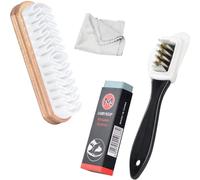 YUNYU Kit d'entretien pour daim 4 pièces : brosse en daim pour chaussures avec gomme et chiffon de nettoyage - Outil ultime pour enlever les taches pour chaussures de sport en daim et nubuck