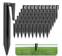 YUNYU Lot de 100 piquets de bordure de pelouse, 8,5 cm, noir, pour tondeuse à gazon, ancrages au sol en plastique durable, fixation sécurisée des câbles