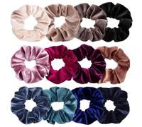 YUNYU Lot de 12 chouchous en satin de qualité supérieure plus doux que la soie pour femme, chouchous en soie de couleur unie, élastiques et épais