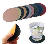 YUNYU Lot de 12 dessous de verre en cuir synthétique, dessous de verre antidérapants, double face, ronds, multicolores