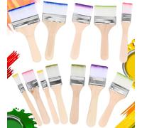 YUNYU Lot de 12 pinceaux plats en nylon avec manches en bois, poils élastiques et résistants pour aquarelle, gouache, peinture à l'huile et acrylique