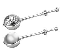 YUNYU Lot de 2 passoires à thé avec poignée télescopique - Une passoire à thé à trou complet et une passoire à thé demi-trou pour une infusion polyvalente du thé en vrac, facile à utiliser et à