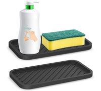 YUNYU Lot de 2 plateaux en silicone résistant à la chaleur - Égouttoirs à vaisselle épais antidérapants pour plan de travail de cuisine, tapis de séchage et organisateur avec bandes antidérapantes