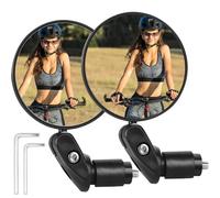 YUNYU Lot de 2 rétroviseurs de vélo - 7 cm de diamètre, 14 cm de longueur avec rotation à 360 °, support de guidon robuste et universel pour une meilleure sécurité sur les vélos de ville, VTT, vélos