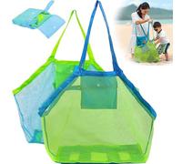 YUNYU Lot de 2 sacs à jouets de plage - Sac de rangement de jouets de sable de qualité supérieure avec filet, durable et pliable pour les vacances en famille, les vacances en plein air et à la plage