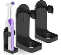 YUNYU Lot de 2 supports de brosse à dents électriques pour montage mural avec adhésif puissant - Réglable universel pour le rangement de la salle de bain, organisez efficacement vos brosses à dents