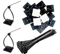 YUNYU Lot de 200 attaches de câble autocollantes - 20 x 20 mm - Noir - Pour la gestion des câbles à la maison et au bureau