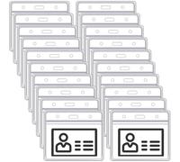 YUNYU Lot de 25 porte-cartes en PVC - Porte-badges horizontaux transparents avec cordon compatible avec cordon, protecteurs imperméables pour cartes d'identité pour événements, travail et étudiants
