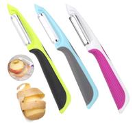 YUNYU Lot de 3 éplucheurs de pommes de terre en acier inoxydable avec poignée antidérapante - Éplucheur de carottes pour la cuisine légumes et fruits, vert/violet clair/violet foncé