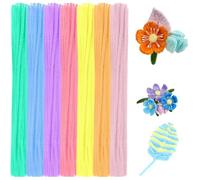 YUNYU Lot de 300 fils chenille nettoyeur de pipes coloré - Décoration et bricolage d'enfants (6 mm x 30 cm, couleurs pastel) - Idéal pour projets floraux et scolaires