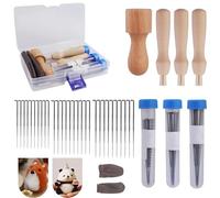 YUNYU Lot de 35 aiguilles à feutrer, kit de feutrage à l'aiguille de 3 tailles avec poignées ergonomiques en bois, outils complets pour débutants et professionnels (fournitures d'art en feutre)