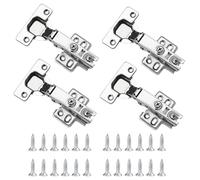 YUNYU Lot de 4 charnières silencieuses à fermeture douce, charnières d'armoire à recouvrement complet avec vis pour cuisine, salle de bain, placard de chambre à coucher