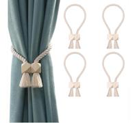 YUNYU Lot de 4 embrasses de rideaux de qualité supérieure - Avec corde en coton et design réglable - Sans perçage - Pour la décoration de la maison, du bureau