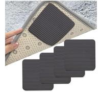 YUNYU Lot de 4 patins antidérapants lavables réutilisables sans résidus pour tapis d'intérieur et sol Noir 100 x 100 x 2 mm