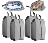 YUNYU Lot de 4 sacs à chaussures imperméables pour le voyage et le rangement - Organiseur de chaussures en tissu Oxford robuste avec fermeture éclair, 39 x 19 x 15 cm, gris (anti-poussière