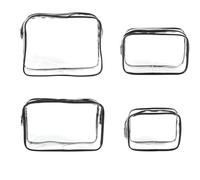 YUNYU Lot de 4 trousses de toilette transparentes | Sacs cosmétiques en PVC imperméables (15-24 cm) pour bagage à main | Organisateur de gadgets d'avion avec fermeture éclair pour homme et femme