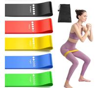 YUNYU Lot de 5 bandes de résistance robustes avec niveaux de résistance à code couleur pour yoga, pilates, entraînement en force, équipement de fitness en caoutchouc de qualité supérieure pour homme