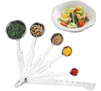 YUNYU Lot de 5 cuillères à mesurer en acier inoxydable avec règle, ustensiles de cuisine pour ingrédients secs et liquides, marquages clairs et design durable (essentiels de cuisson/cuisine)