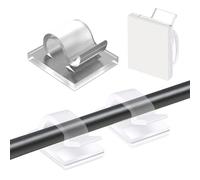 YUNYU Lot de 50 clips de câble autocollants transparents solides avec dos de 3 m pour fils, chargeurs et écouteurs - Clips de câble adhésifs peu encombrants pour murs, bureaux, maison et bureau