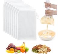 YUNYU Lot de 6 chiffons à fromage pour égoutter 20 x 30 cm - Sacs filtrants réutilisables en nylon de qualité alimentaire avec cordon de serrage, chiffons en mousseline pour la cuisine, sacs à lait de