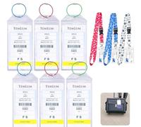 YUNYU Lot de 6 porte-étiquettes de bagage de croisière et 3 cordons avec pochettes pour cartes - Accessoires de voyage en PVC imperméable pour valises, navires et accessoires de croisière