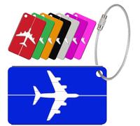 YUNYU Lot de 8 étiquettes de bagage en aluminium avec boucle en acier et carte d'identité étanche pour sac à main, accessoires de voyage pour bagages enregistrés, bagages à main et sacs à main (8