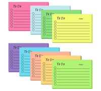 YUNYU Lot de 9 notes autocollantes lignées 7,6 x 10,2 cm, 9 couleurs assorties pour bureau, école et planification maison, fournitures accessoires bureau
