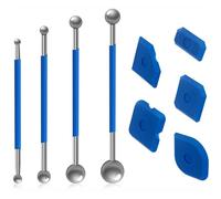 YUNYU Lot de 9 outils de jointoiement - 4 grattoirs à billes en métal et 5 extracteurs en silicone - Kit de lisseur de joint professionnel pour salle de bain et cuisine (kit d'outils de jointoiement 2
