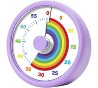 YUNYU Minuteur visuel pour enfants, compte à rebours silencieux de 60 minutes avec design arc-en-ciel, facile à utiliser, style pomodoro et sable, salle de classe, cuisine, bureau, outil de gestion du