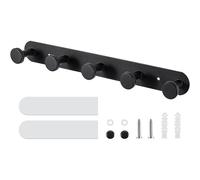 YUNYU Patère robuste en acier inoxydable auto-adhésif, sans perçage, montage mural, crochet de porte noir avec 5 crochets pour salle de bain, chambre et cuisine, organisation de rangement