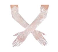 Yunyuebridal Gants longs pour mariée en dentelle florale en maille pour soirée, bal d'opéra, fête des années 1920 pour femme, blanc, taille unique